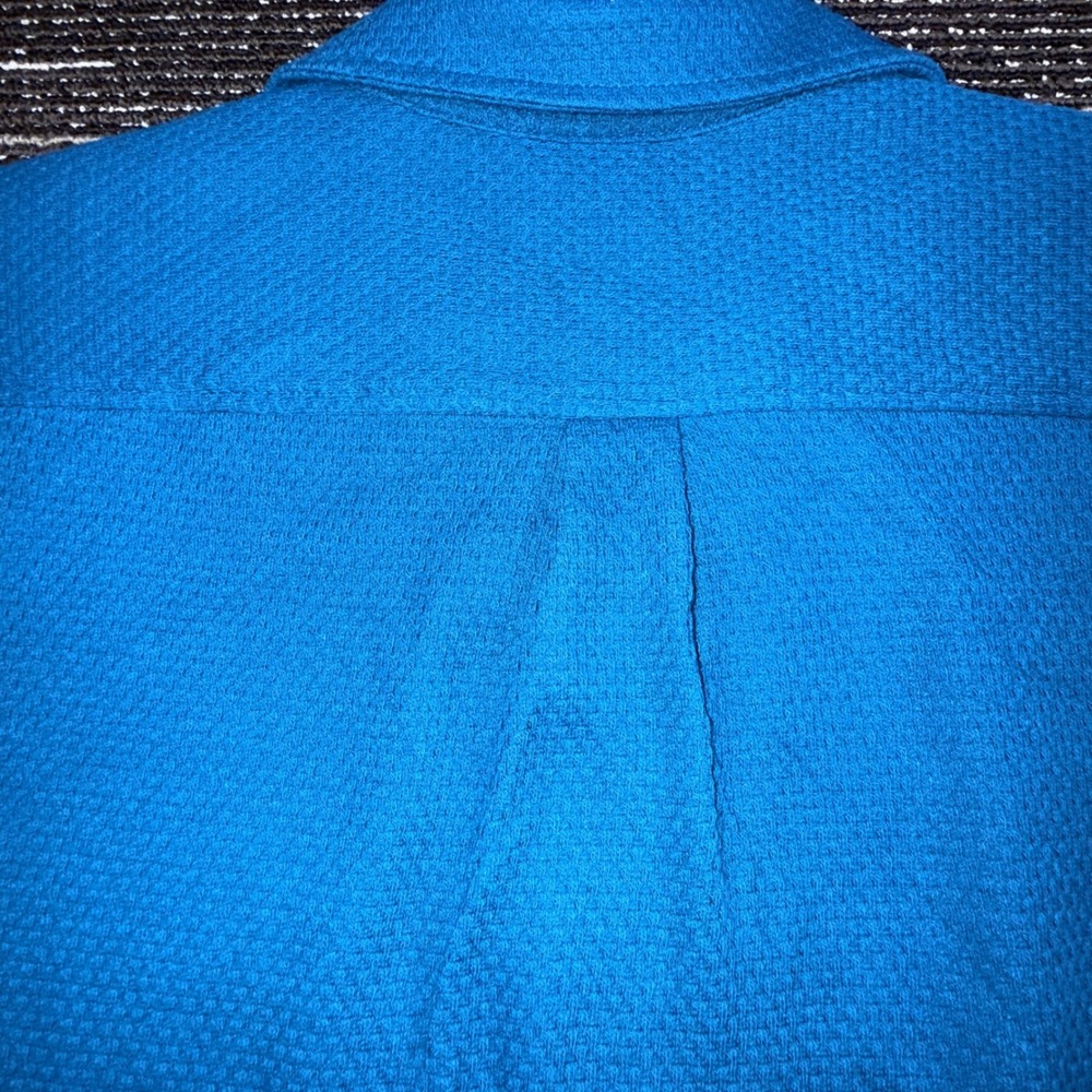 Original Use Button Down Shirt Men L New Dark Teal Textured Camp Collar - Picture 9 of 9